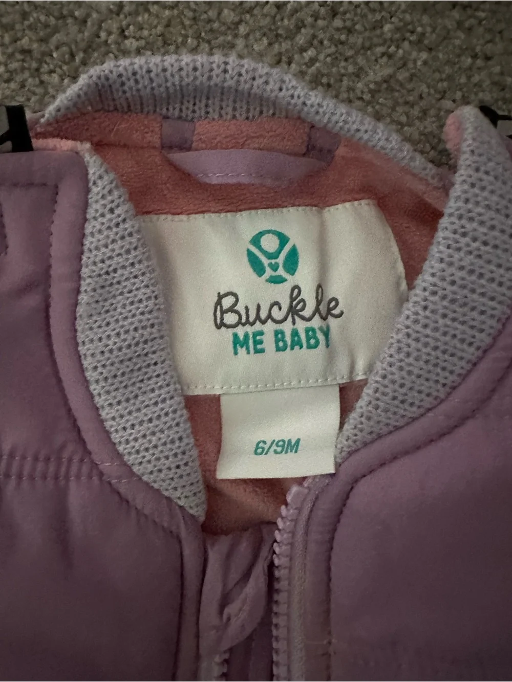 Buckle Me Baby Lavender Quilted Jacket with Pink Lining